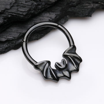 Detail View 1 of Blackline Night Bat Steel Seamless Clicker Hoop Ring